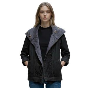 FREE PEOPLE Military Peacoat Black Winter Coat Jacket Size 0